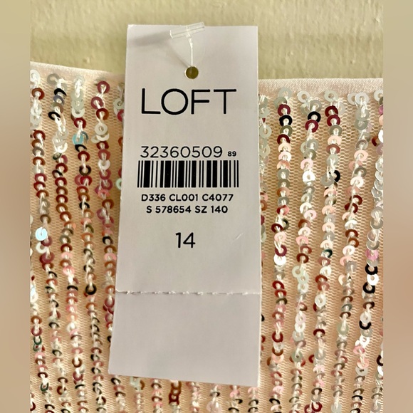 LOFT Sequin Skirt - Champagne Color Skirt with Silver Sequins  SIZE 14   NWT! - Picture 8 of 14